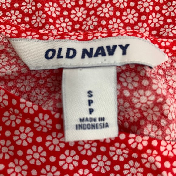 Old Navy Lightweight Tank Top Red White Floral Print Scoop Neck Small 100%Rayon - Picture 3 of 14
